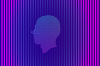 紫色条纹人工智能科技5G商务背景
